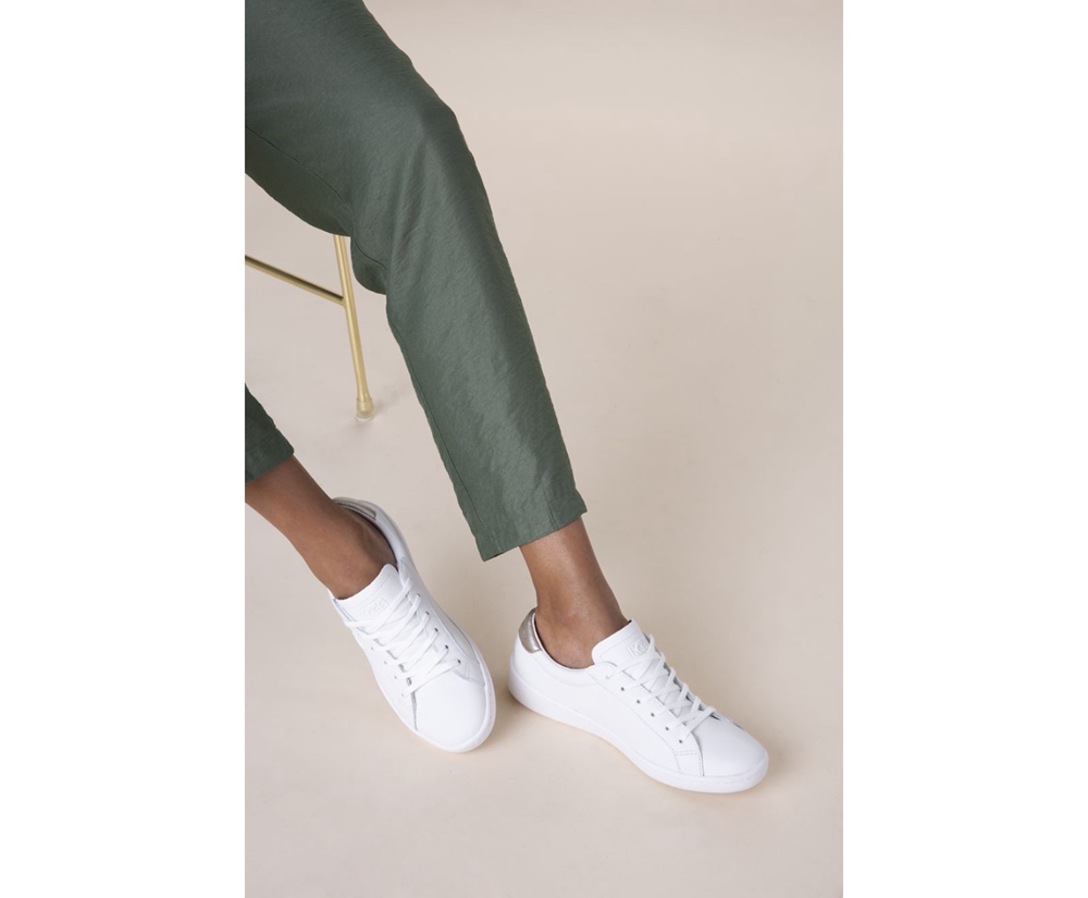 Womens Keds Sneakers - Ace Leather - White - 8394-DLQSF